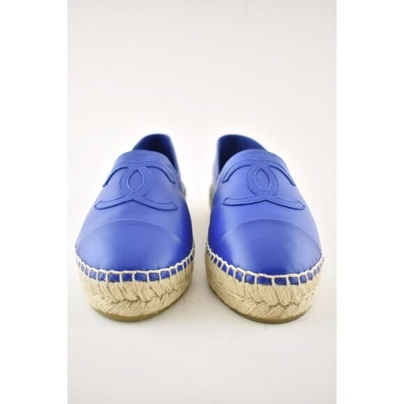 Chanel 19C Blue Lambskin Leather CC Logo Double Sole Espadrille Ballet Flat 35 - Picture 5 of 12